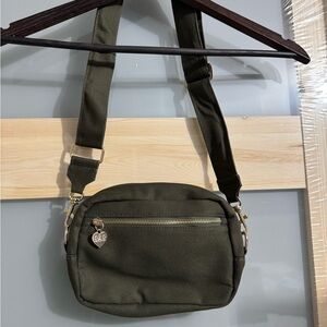 Green Crossbody Bag with Gold Hardware